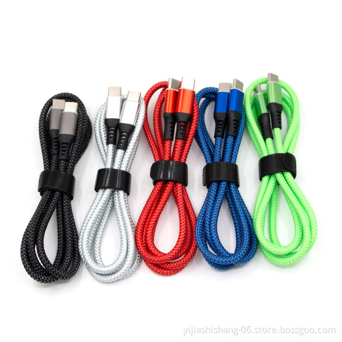 3A PD Fast Charging USB Type C Charger Cable, Nylon Braided Data Cord C to C Phone Charger for Samsung